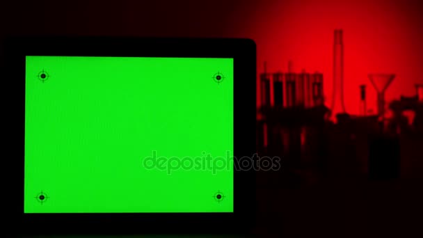 Tablet pc With a Green Screen in the Laboratory — Stock Video