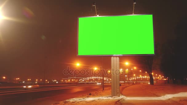 A Billboard With a Green Screen on a Streets — Stock Video