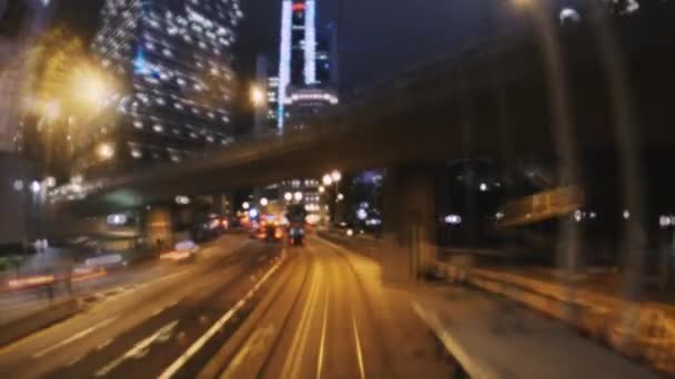 Hyper Lapse. Calles nocturnas de Hong Kong en movimiento — Vídeos de Stock