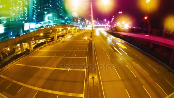 De avond straten van Hong Kong. Time-lapse. — Stockvideo