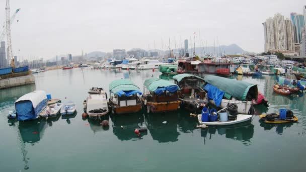 Hong Kong, China - 26 Feb, 2017: Boat Jetty — Vídeo de stock