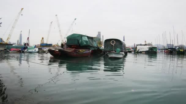 Hong Kong, China - 26 Feb, 2017: Boat Jetty — Vídeos de Stock