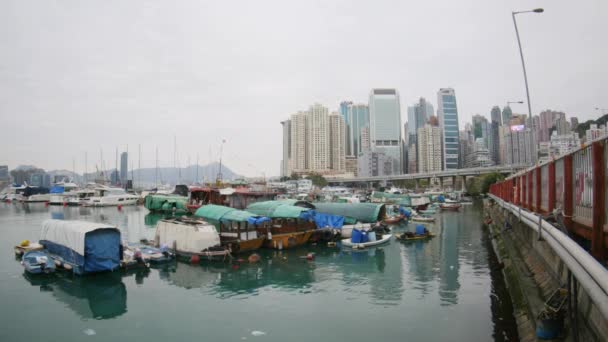 홍콩, 중국-26 2 월 2017: 보트 부두 — 비디오