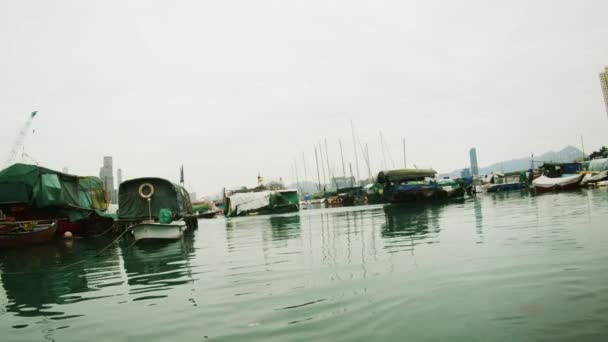 Hong Kong, China - 26 Feb, 2017: Boat Jetty — Vídeo de stock