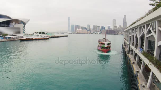 Hong Kong, China - 26 Feb, 2017: Boat Jetty — Vídeos de Stock