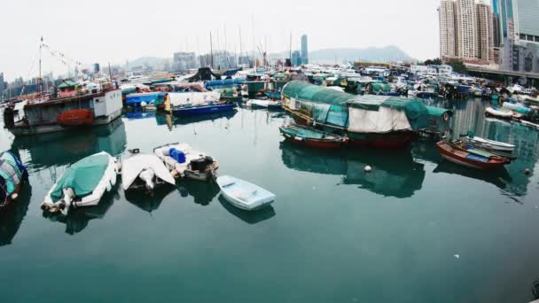 Hong Kong, China - 26 Feb, 2017: Boat Jetty — Vídeos de Stock