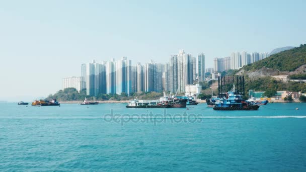 Widokiem na wodę, Hongkong — Wideo stockowe