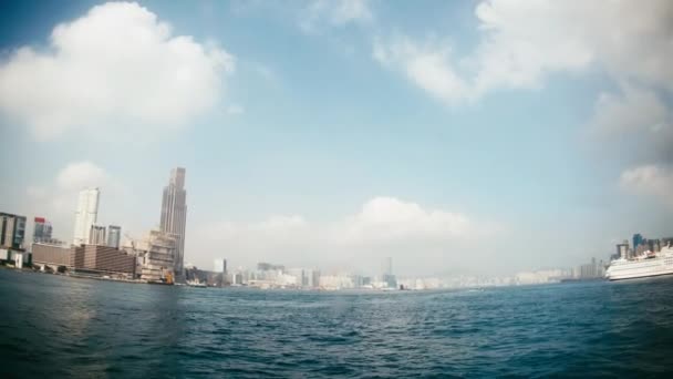 Vatten utsikt över Hongkong — Stockvideo