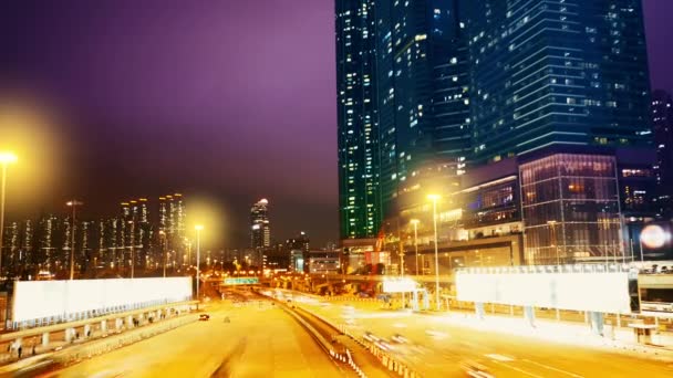 Wieczór na ulicach Hongkongu. Upływ czasu. — Wideo stockowe