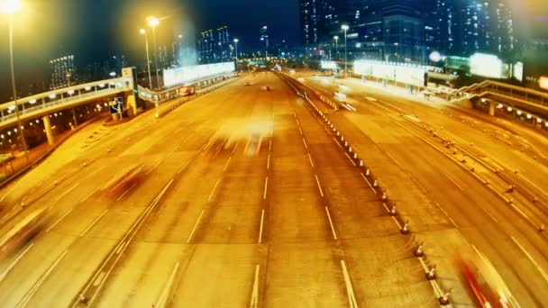 香港夜晚的街道。时间流逝. — 图库视频影像