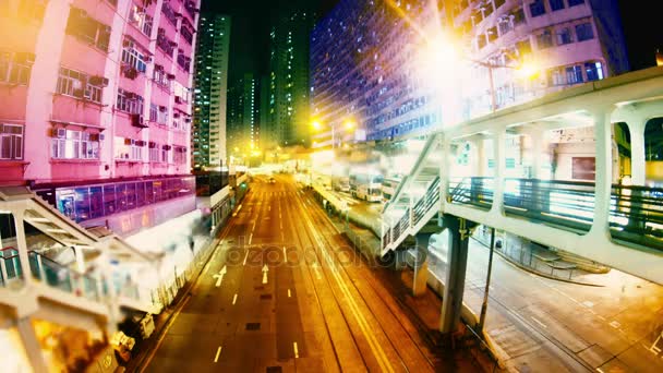 Las Calles Vespertinas de Hong Kong. Tiempo de caducidad . — Vídeo de stock