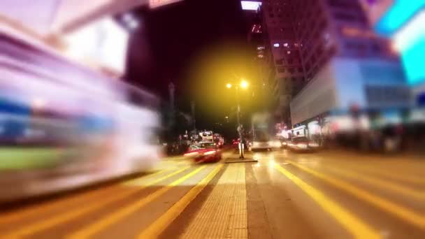 De avond straten van Hong Kong. Time-lapse. — Stockvideo