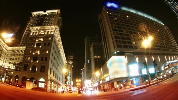 På kvällen gatorna i Hong Kong. Tidsfördröjning. — Stockvideo