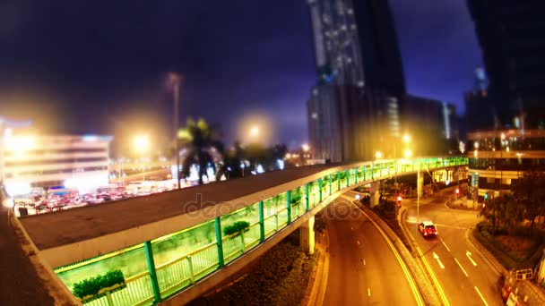 香港夜晚的街道。时间流逝. — 图库视频影像