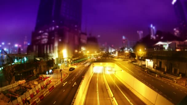香港夜晚的街道。时间流逝. — 图库视频影像