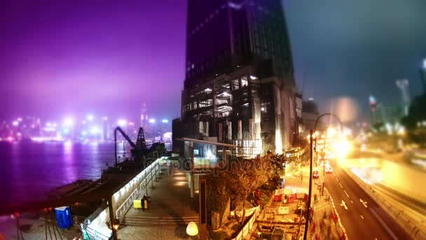 De avond straten van Hong Kong. Time-lapse. — Stockvideo