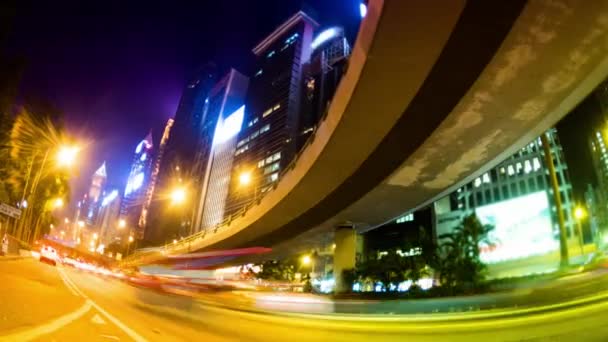 De avond straten van Hong Kong. Time-lapse. — Stockvideo