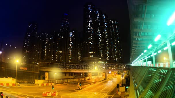 Wieczór na ulicach Hongkongu. Upływ czasu. — Wideo stockowe