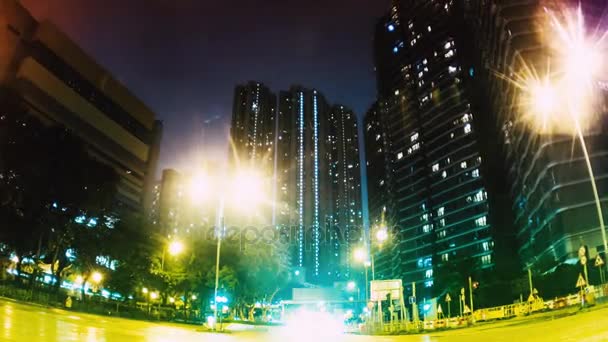 Το βράδυ στους δρόμους του Χονγκ Κονγκ. Πάροδο του χρόνου. — Αρχείο Βίντεο
