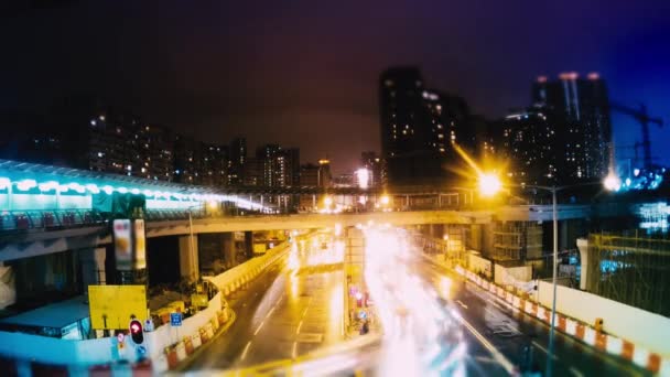 Το βράδυ στους δρόμους του Χονγκ Κονγκ. Πάροδο του χρόνου. — Αρχείο Βίντεο