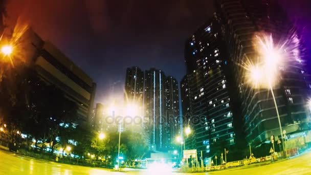 På kvällen gatorna i Hong Kong. Tidsfördröjning. — Stockvideo