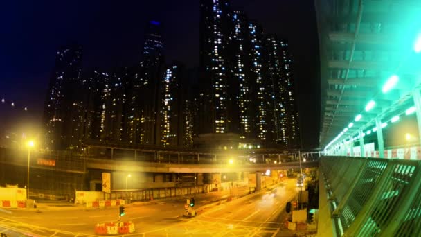 홍콩의 저녁 거리입니다. 시간 경과. — 비디오