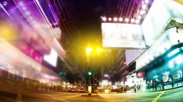 Die abendlichen Straßen von Hongkong. Zeitraffer. — Stockvideo