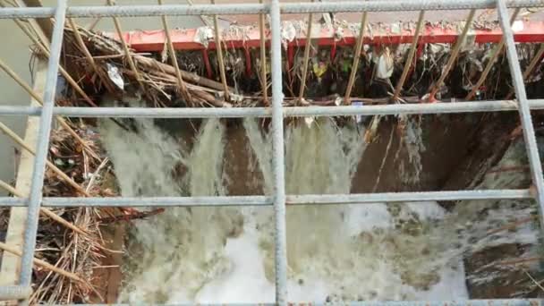 Fognatura fognaria Scarico dell'acqua nella pompa — Video Stock