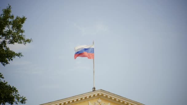 Флаг России развевается на ветру — стоковое видео