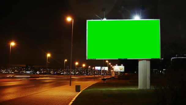 Time Lapse Billboard Green Screen Highway — Stock Video