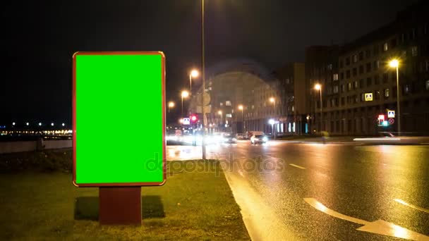 Tempo Lapse Billboard Com Uma Tela Verde Estrada — Vídeo de Stock