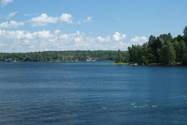 Fırtına bulutları ile Orman Gölü. Doğal peyzaj