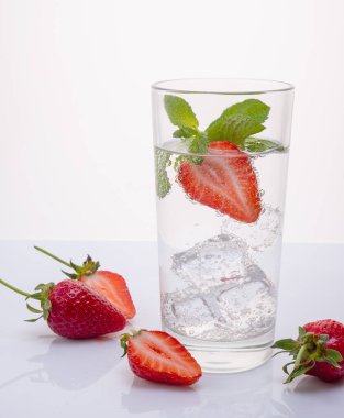 Strawberry lemonade with lemon and mint. Water detox