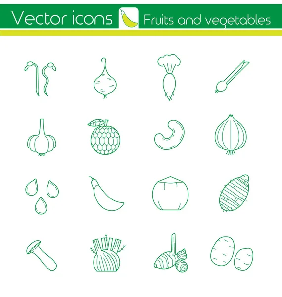 Beyaz meyve ve sebze, çizgi vektör simgeler, işaret ve sembolü.