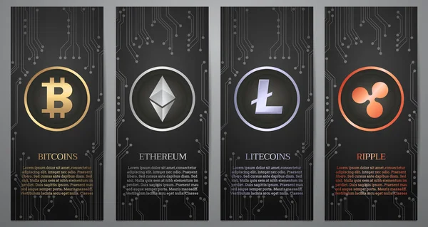 Cryptocurrency, siyah bayrak, vektör çizim.