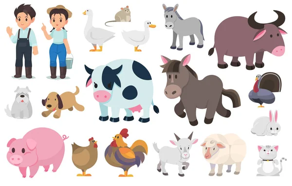 Farmář a Farma zvířat, vektorové grafické prvky. — Stockový vektor
