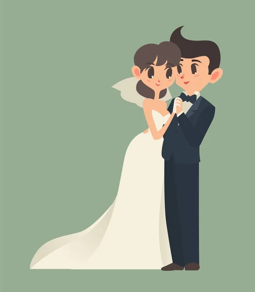 Bruden och brudgummen, seriefigur, vektorillustration. — Stock vektor