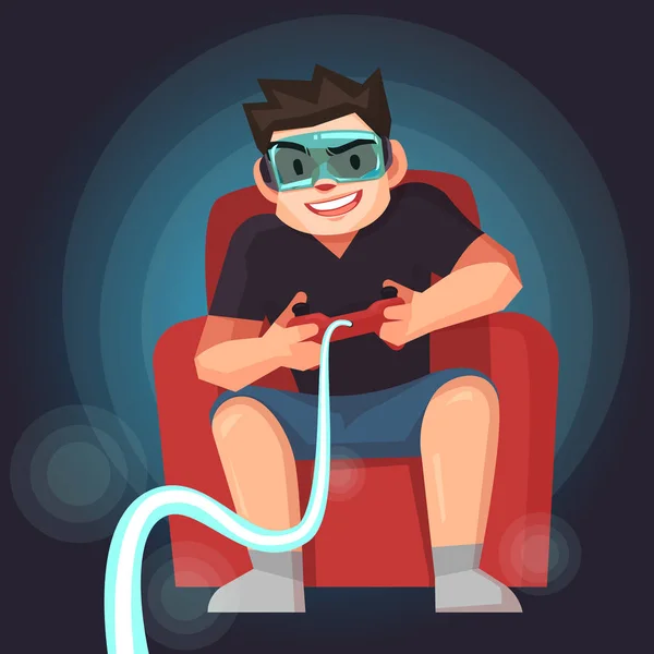 Man play the game with joystick. — Stock Vector