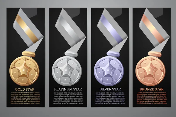 Siyah bayrağı, altın, platin, gümüş, bronz set, Hüseyin vektör