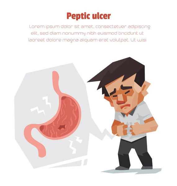 Úlcera péptica, Informações sobre cuidados de saúde gráfico, ilustração vetorial . — Vetor de Stock