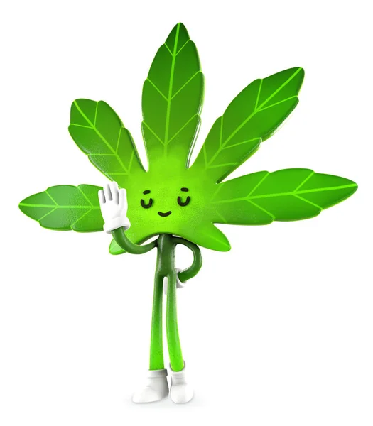 Menino Cannabis Pose Proibição Design Personagem Ilustração Renderização — Fotografia de Stock