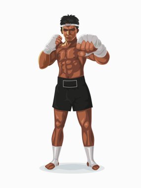 Thailand boxer in the fight pose, Vector illustration. clipart