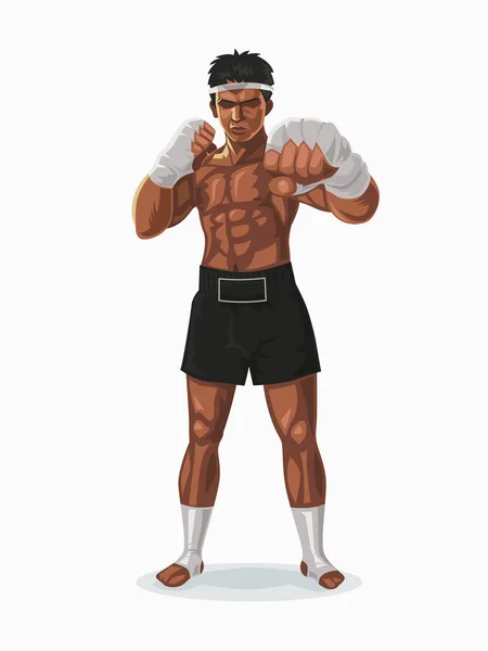 Thailand Boxer Kampfpose Vector Illustration — Stockvektor