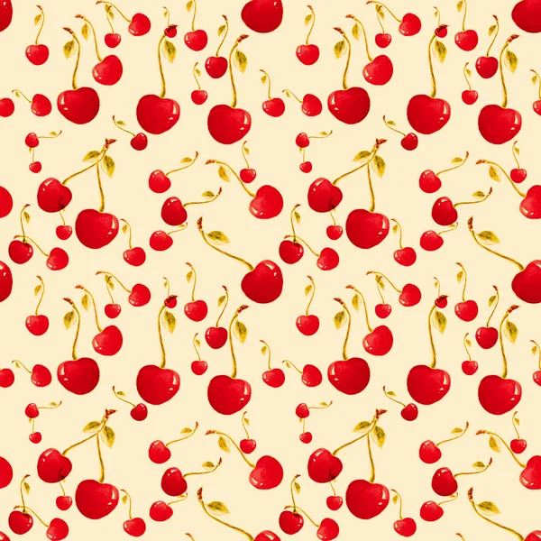 Cherries  - seamless pattern, background image. — Stock Photo, Image
