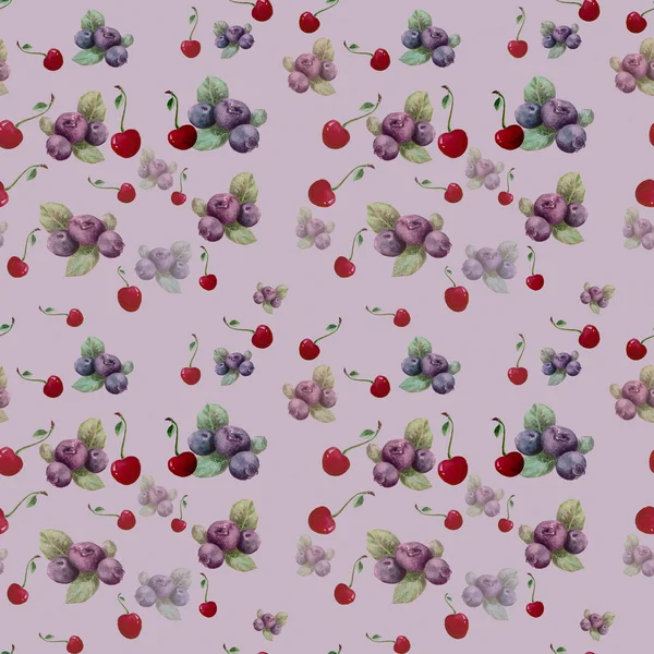 Cseresznye és fekete áfonya - háttérkép. — Stock Fotó