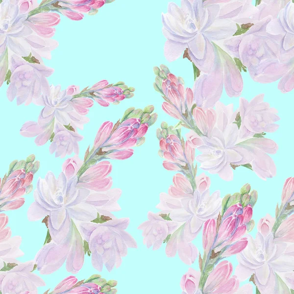 Tuberose - branches. Seamless pattern. — Stock Photo, Image