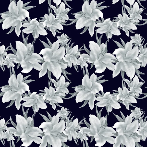 Lily květiny-tapeta. Bezproblémový vzor. — Stock fotografie