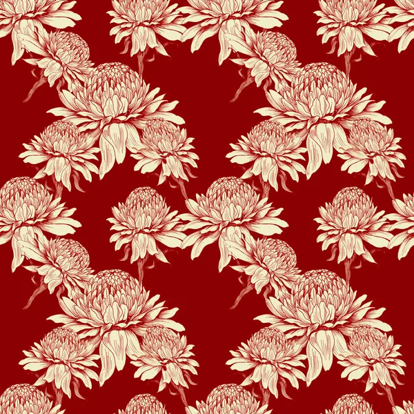 Seamless wallpaper - ginger flowers. — Stock Photo, Image