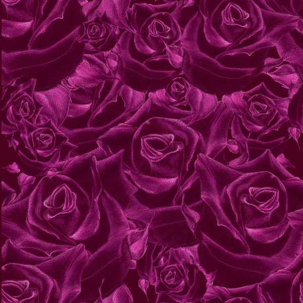 Collage von Blumen Rosen. nahtlose Tapete. — Stockfoto