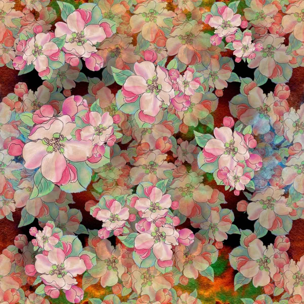 Бесшовная иллюстрация. Цветы яблони . — стоковое фото